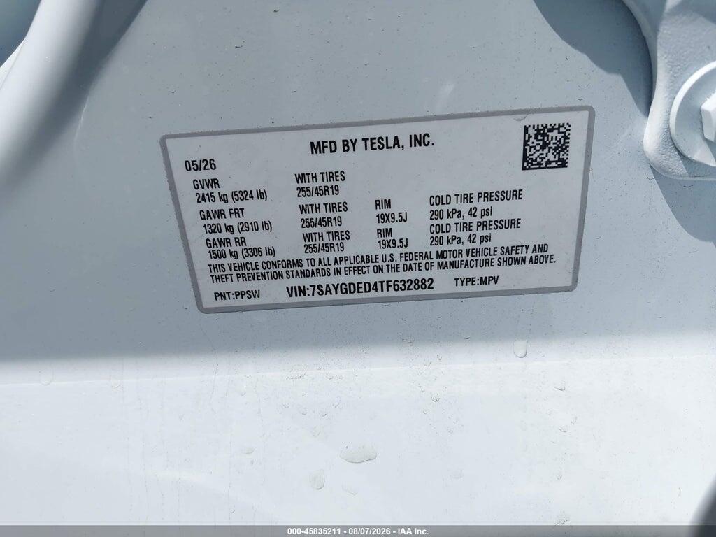 7SAYGDED4TF632882 2026 TESLA MODEL Y photo no. 9