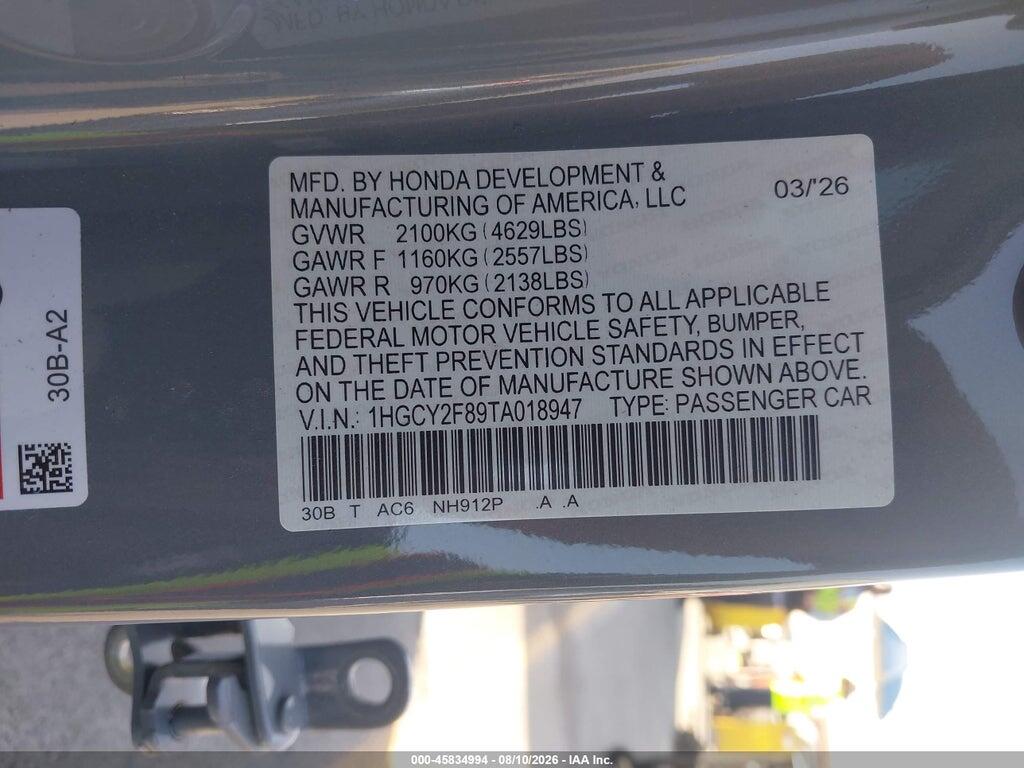 1HGCY2F89TA018947 2026 HONDA ACCORD HYBRID photo no. 9