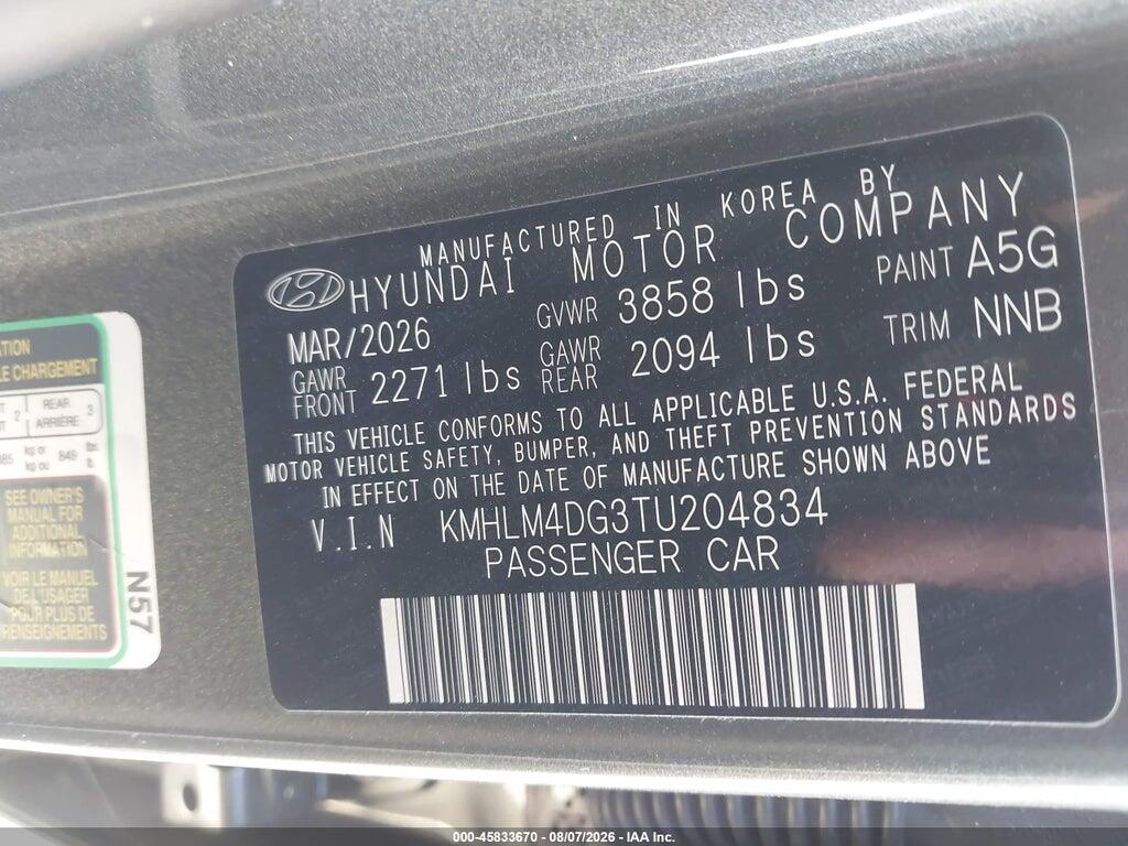 KMHLM4DG3TU204834 2026 HYUNDAI ELANTRA photo no. 9