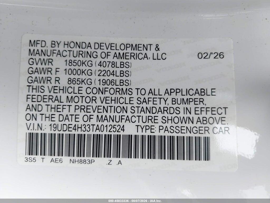 19UDE4H33TA012524 2026 ACURA INTEGRA photo no. 9