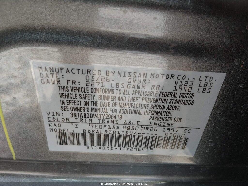 3N1AB9DV4TY296419 2026 NISSAN SENTRA photo no. 9