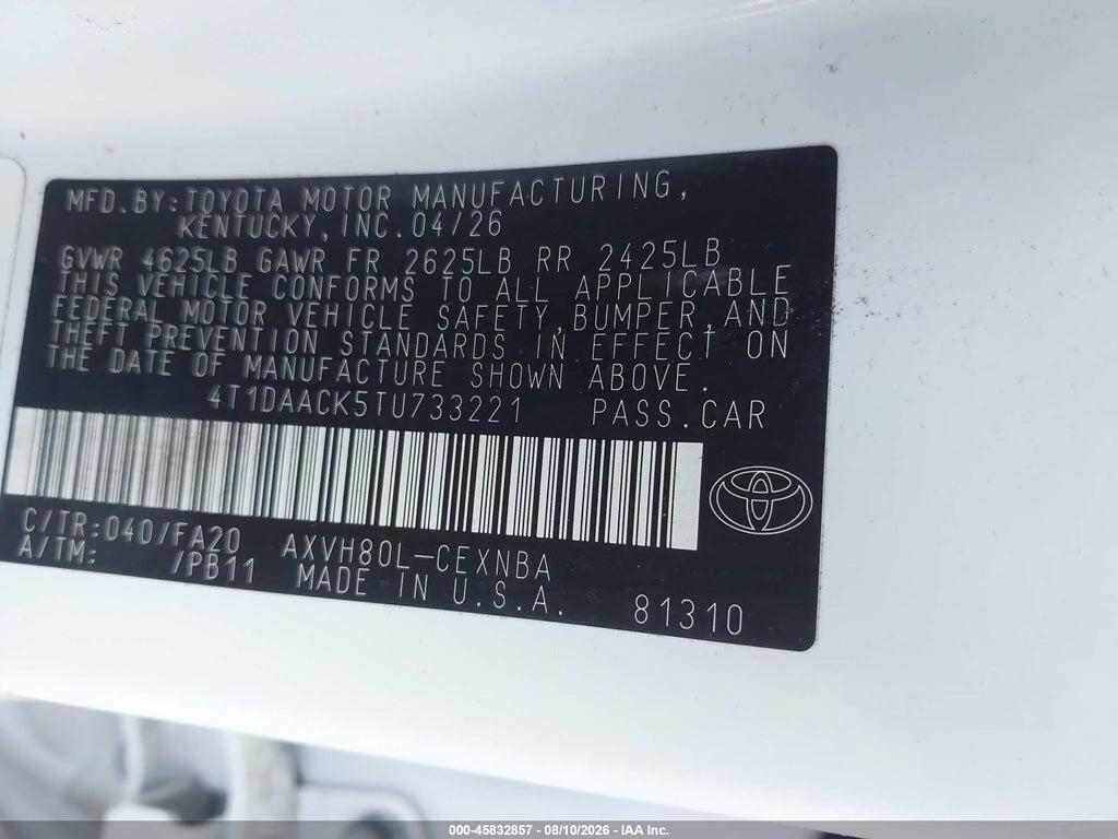 4T1DAACK5TU733221 2026 TOYOTA CAMRY photo no. 9