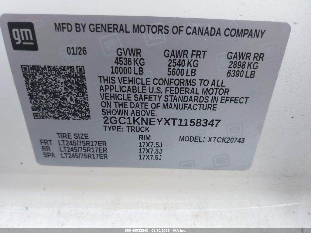 2GC1KNEYXT1158347 2026 CHEVROLET SILVERADO 2500 HD photo no. 9