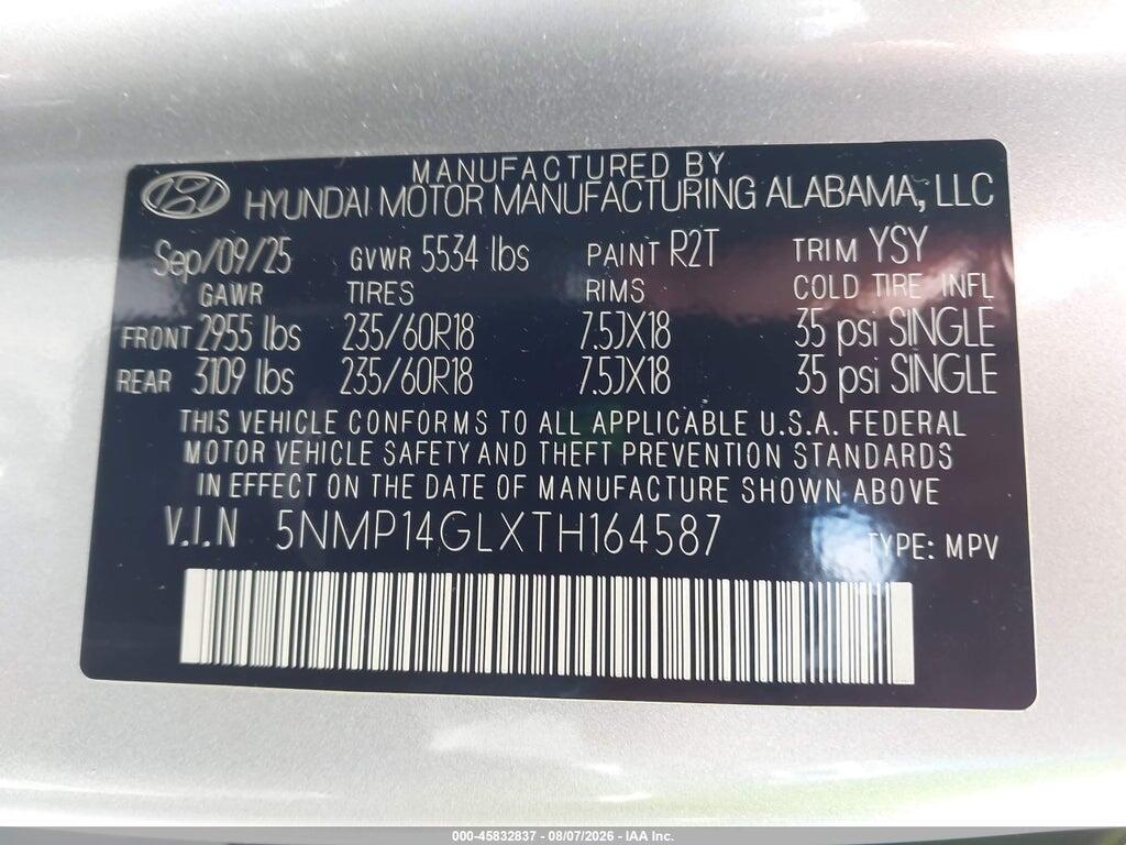 5NMP14GLXTH164587 2026 HYUNDAI SANTA FE photo no. 9