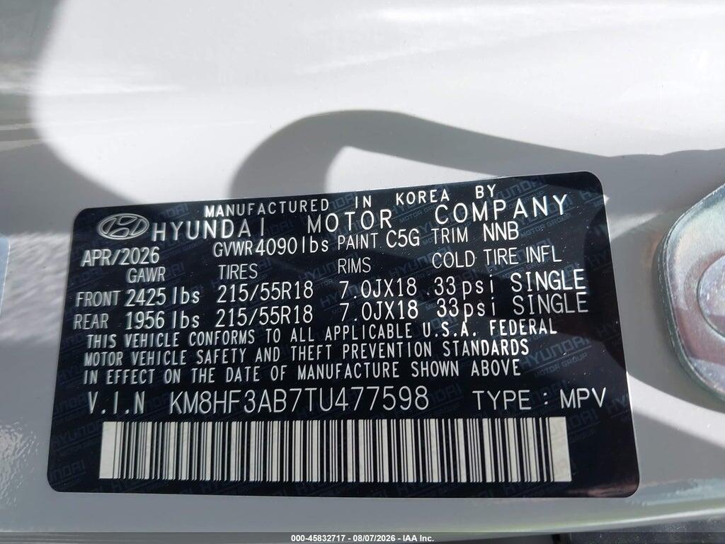 KM8HF3AB7TU477598 2026 HYUNDAI KONA photo no. 9