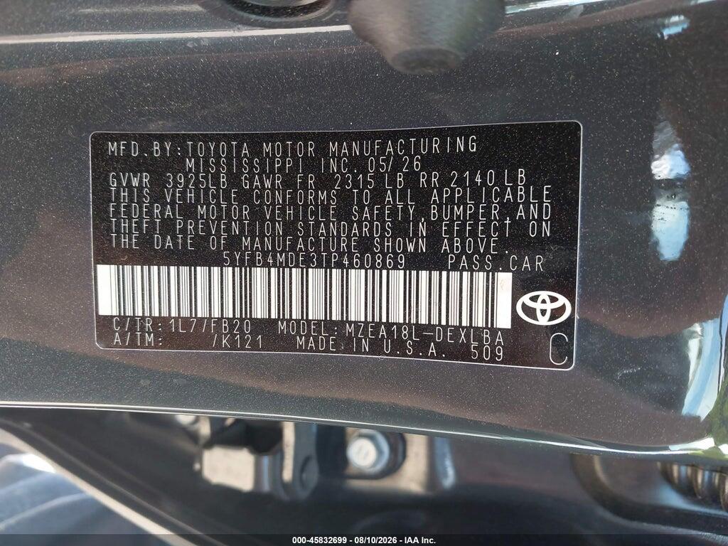 5YFB4MDE3TP460869 2026 TOYOTA COROLLA photo no. 9