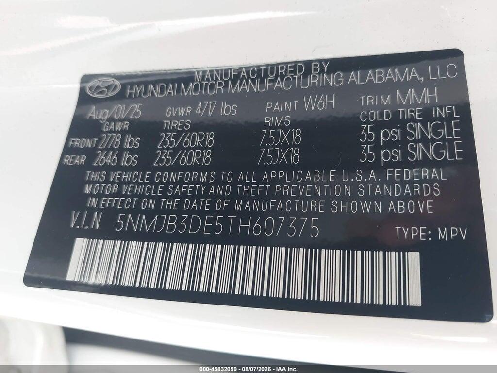 5NMJB3DE5TH607375 2026 HYUNDAI TUCSON photo no. 9