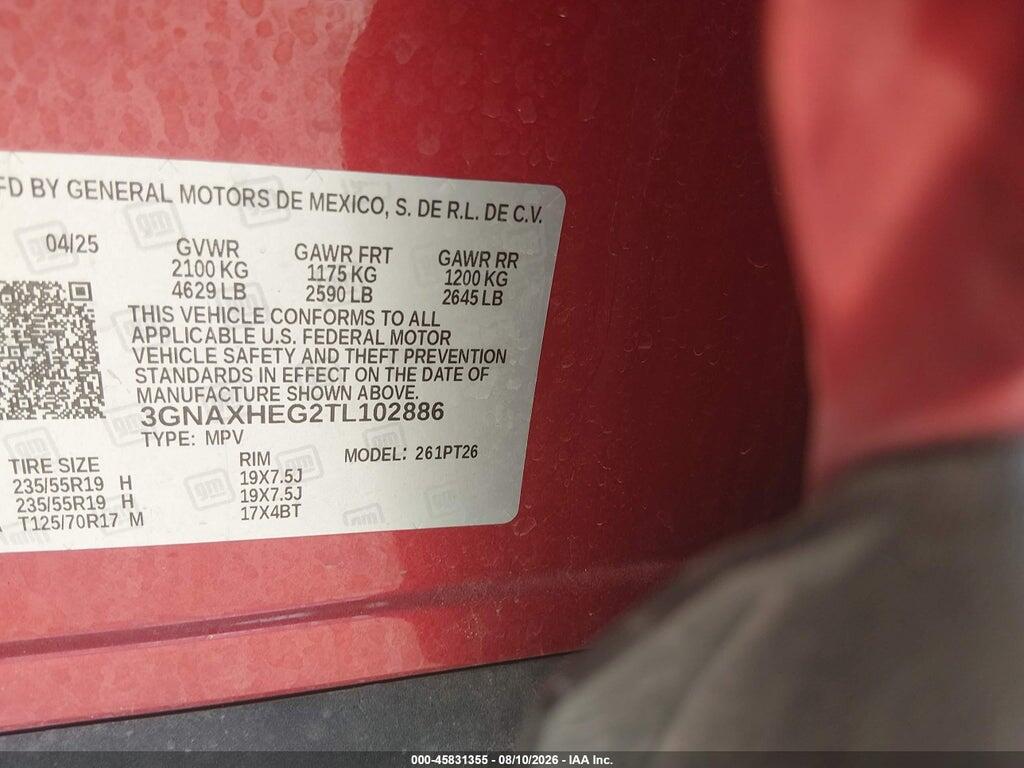 3GNAXHEG2TL102886 2026 CHEVROLET EQUINOX photo no. 9