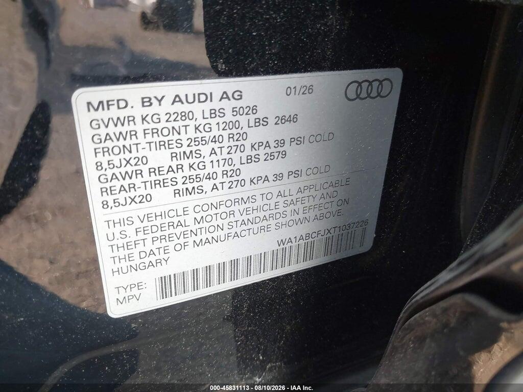 WA1ABCFJXT1037226 2026 AUDI Q3 photo no. 9