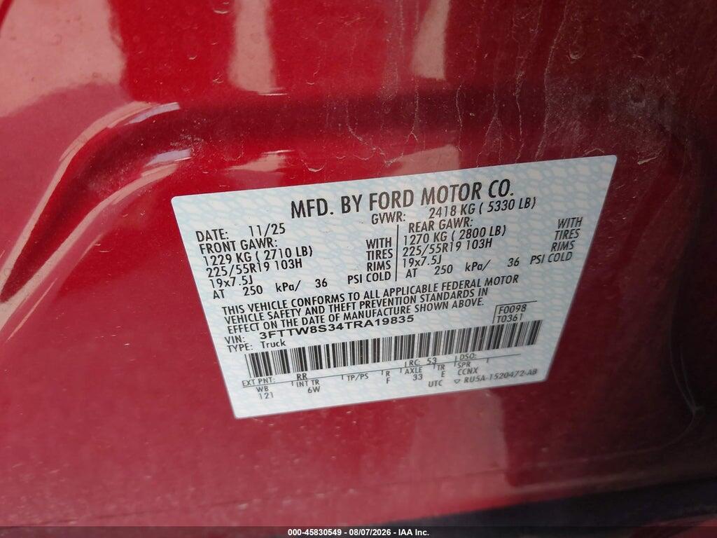 3FTTW8S34TRA19835 2026 FORD MAVERICK photo no. 9