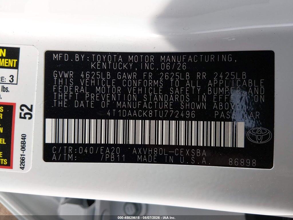 4T1DAACK8TU772496 2026 TOYOTA CAMRY photo no. 9