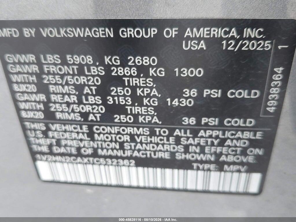 1V2HN2CAXTC532362 2026 VOLKSWAGEN ATLAS photo no. 9