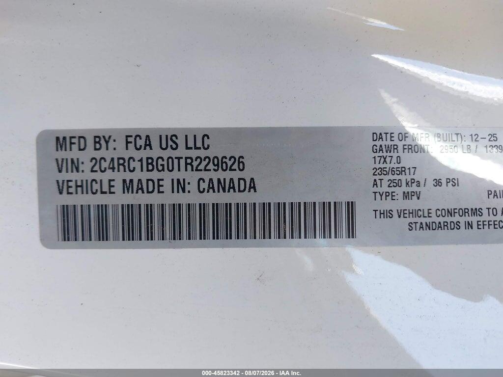 2C4RC1BG0TR229626 2026 CHRYSLER PACIFICA photo no. 9