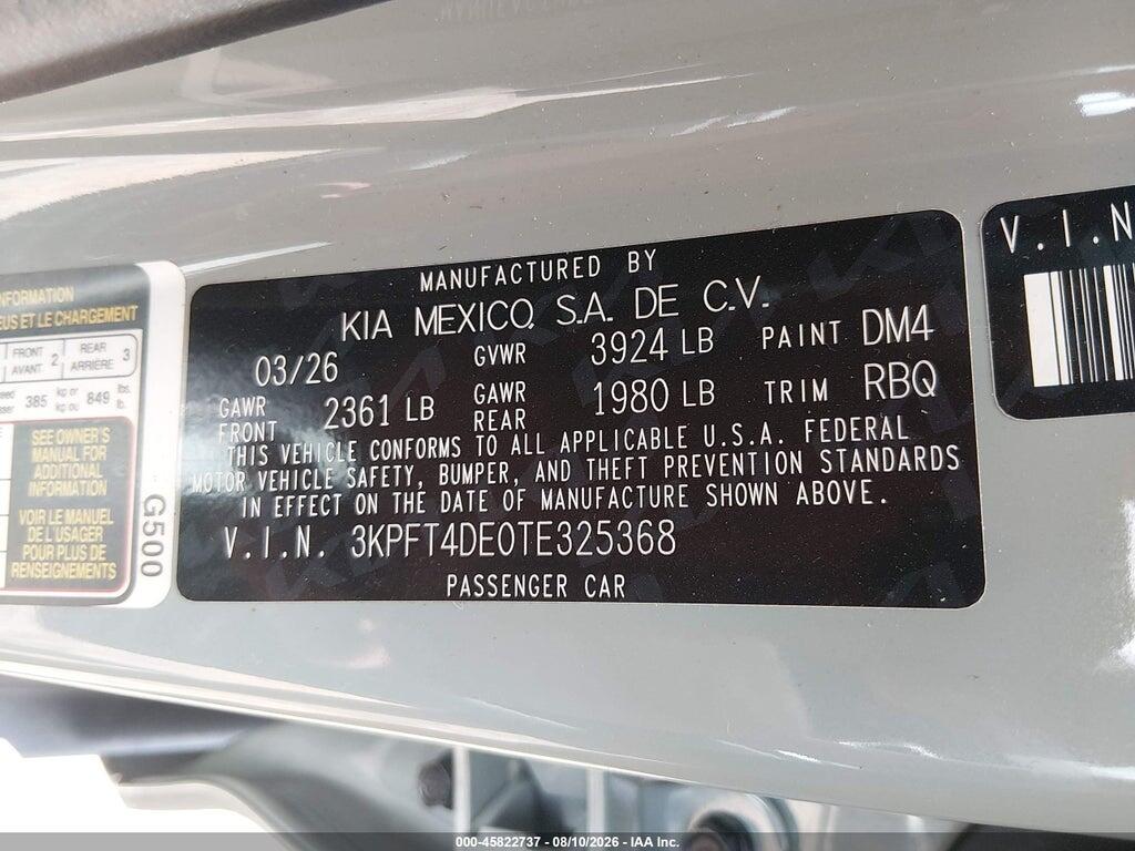 3KPFT4DE0TE325368 2026 KIA K4 photo no. 9