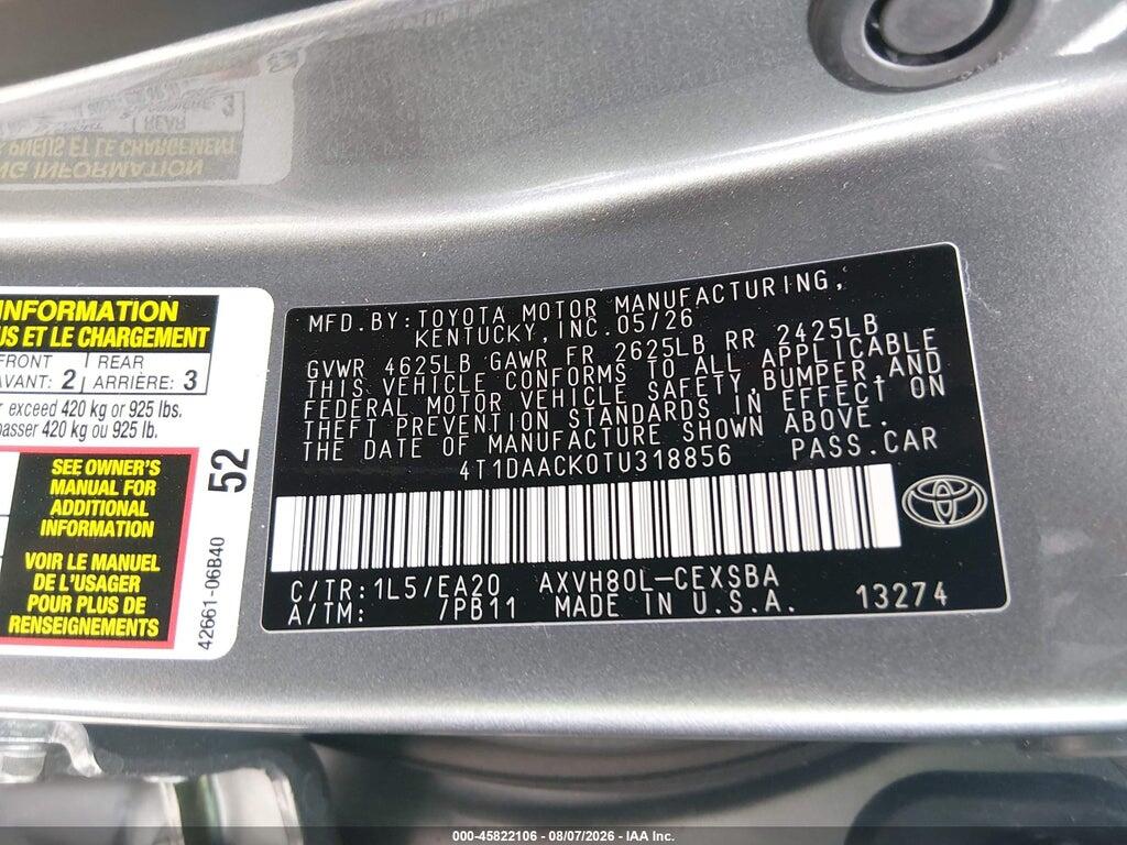 4T1DAACK0TU318856 2026 TOYOTA CAMRY photo no. 9