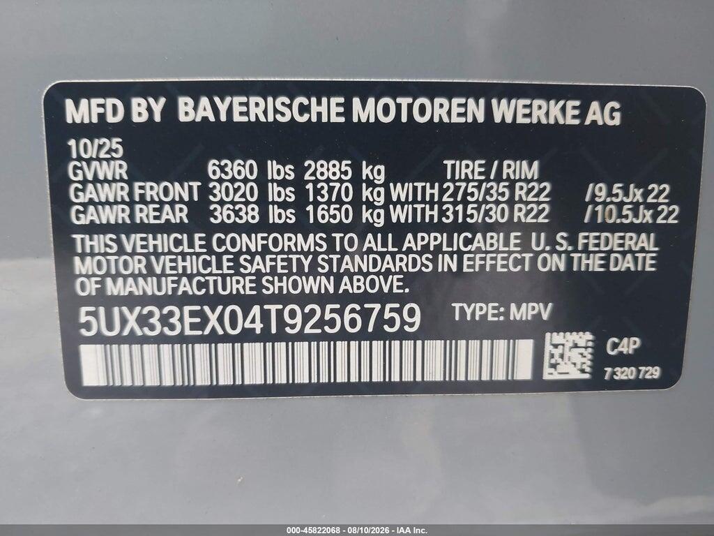 5UX33EX04T9256759 2026 BMW X6 photo no. 9