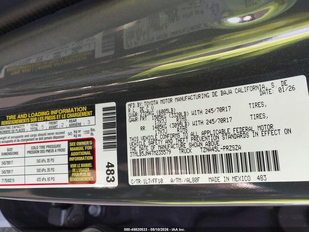 3TMLB5JN4TM235579 2026 TOYOTA TACOMA photo no. 9
