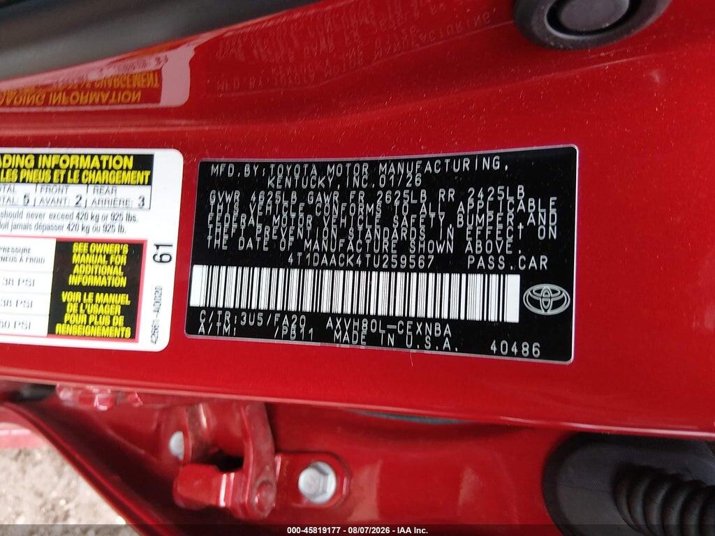4T1DAACK4TU259567 2026 TOYOTA CAMRY photo no. 9