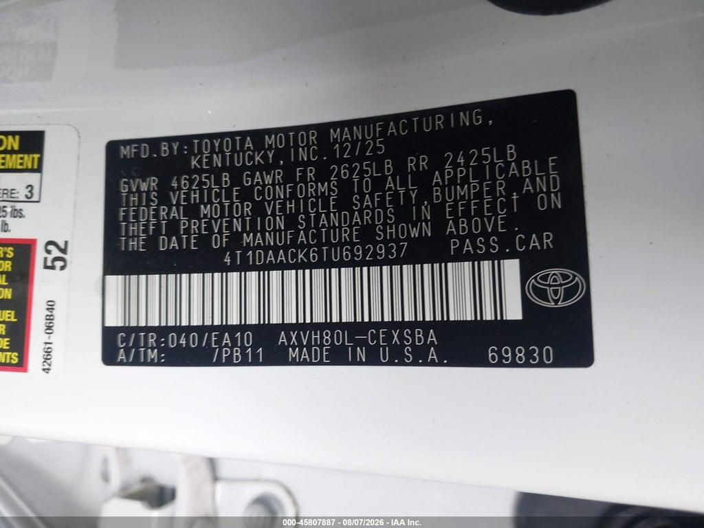 4T1DAACK6TU692937 2026 TOYOTA CAMRY photo no. 9