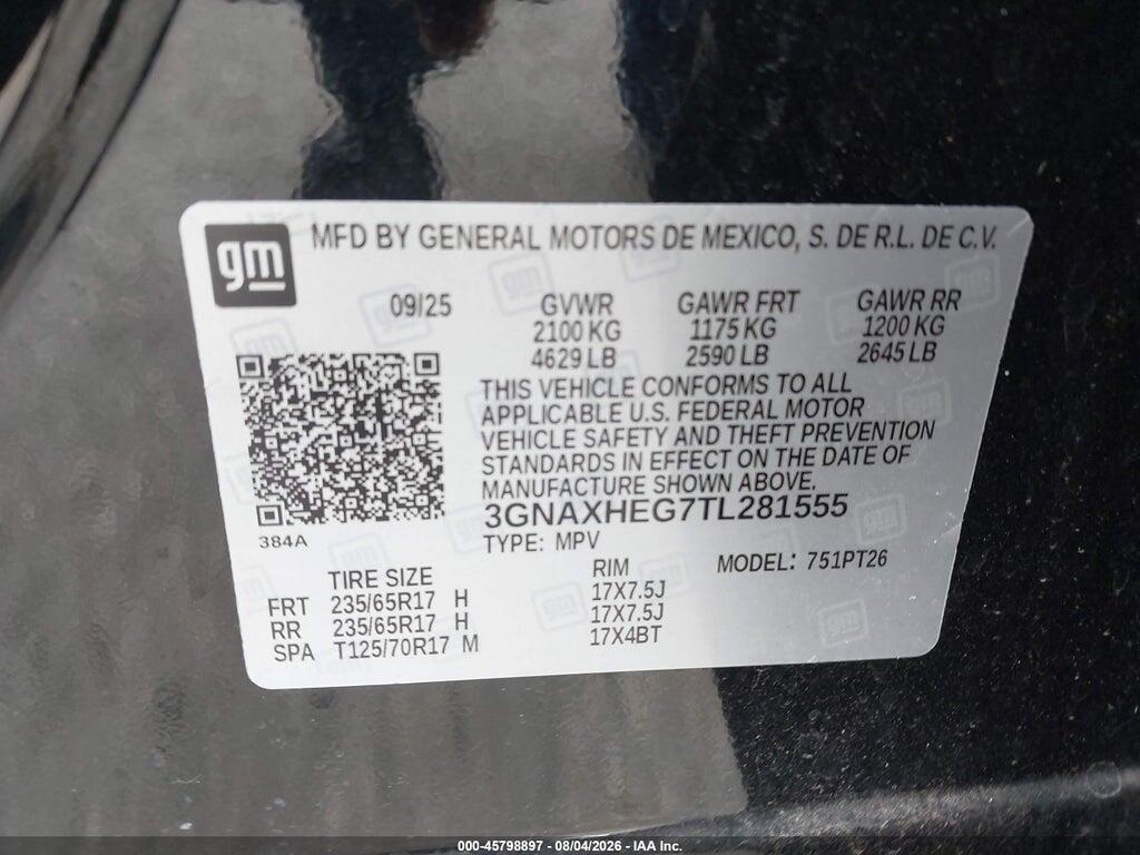 3GNAXHEG7TL281555 2026 CHEVROLET EQUINOX photo no. 9