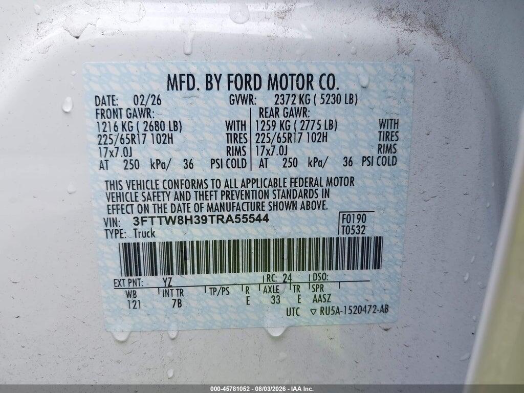 3FTTW8H39TRA55544 2026 FORD MAVERICK photo no. 9