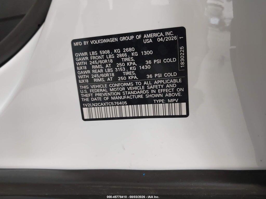 1V2LN2CAXTC576405 2026 VOLKSWAGEN ATLAS photo no. 9