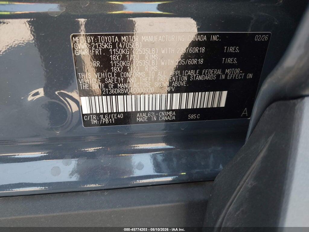 2T36DRBV0TC000920 2026 TOYOTA RAV4 photo no. 9