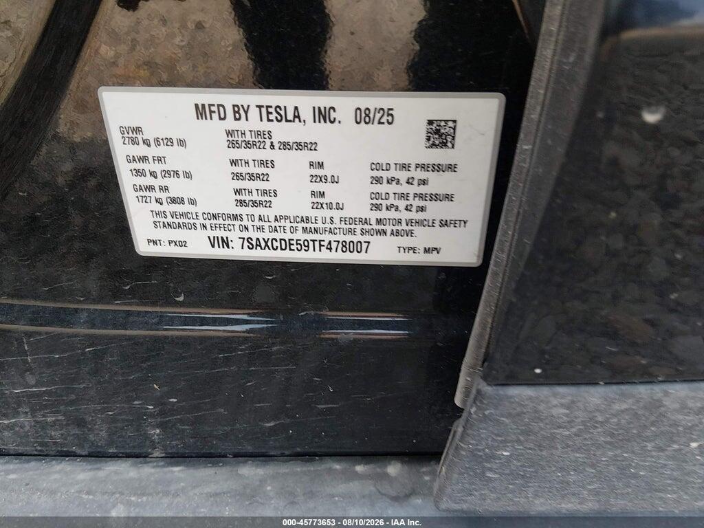 7SAXCDE59TF478007 2026 TESLA MODEL X photo no. 9