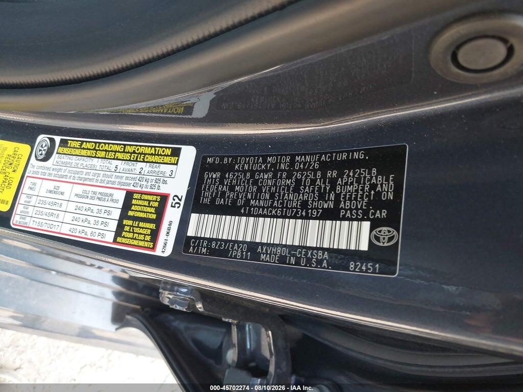 4T1DAACK6TU734197 2026 TOYOTA CAMRY photo no. 9