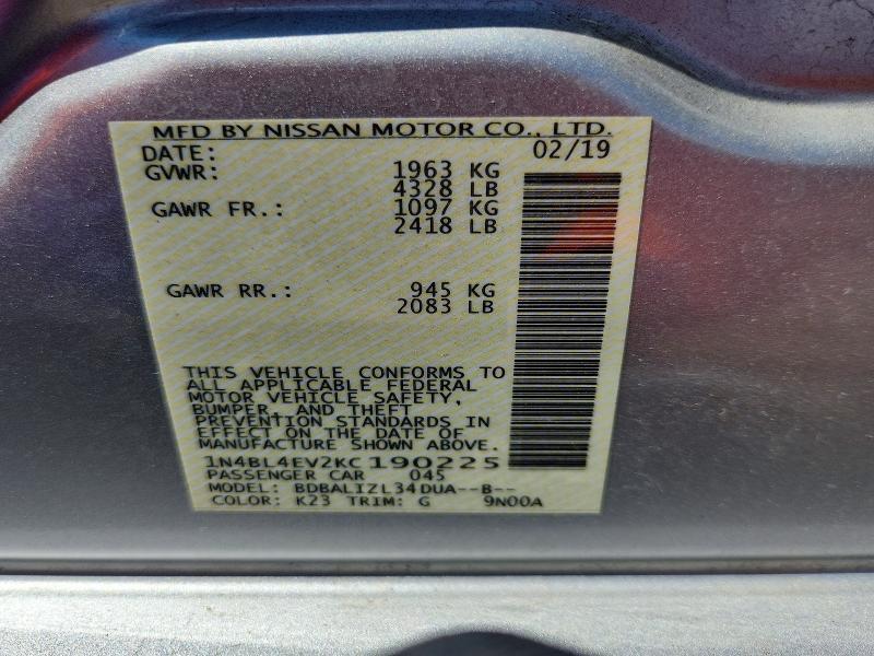 2019 NISSAN ALTIMA SL — Фото 12 из 12