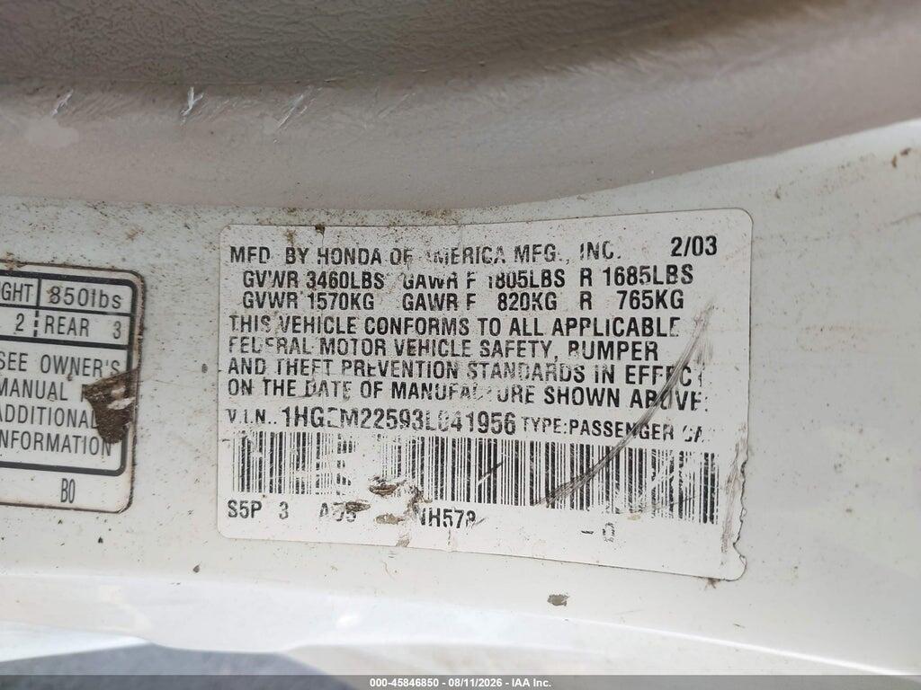 1HGEM22593L041956 2003 HONDA CIVIC photo no. 9