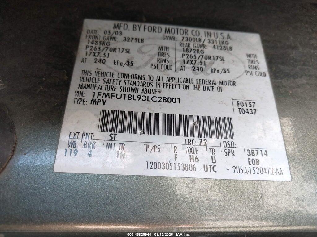 1FMFU18L93LC28001 2003 FORD EXPEDITION photo no. 9