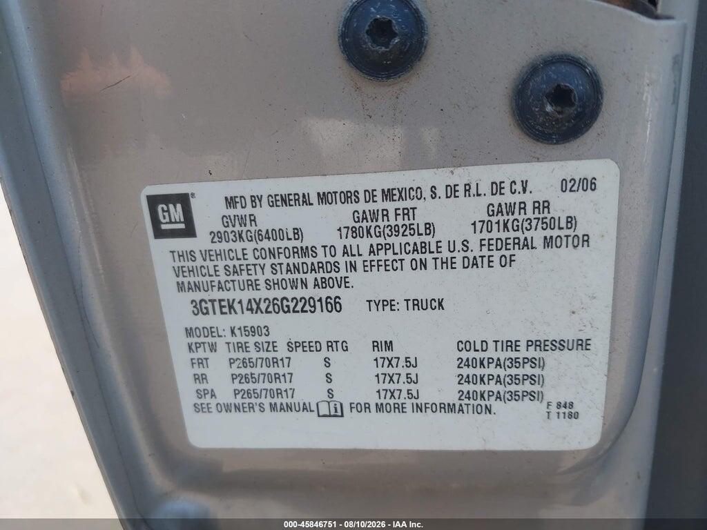 3GTEK14X26G229166 2006 GMC SIERRA 1500 photo no. 9