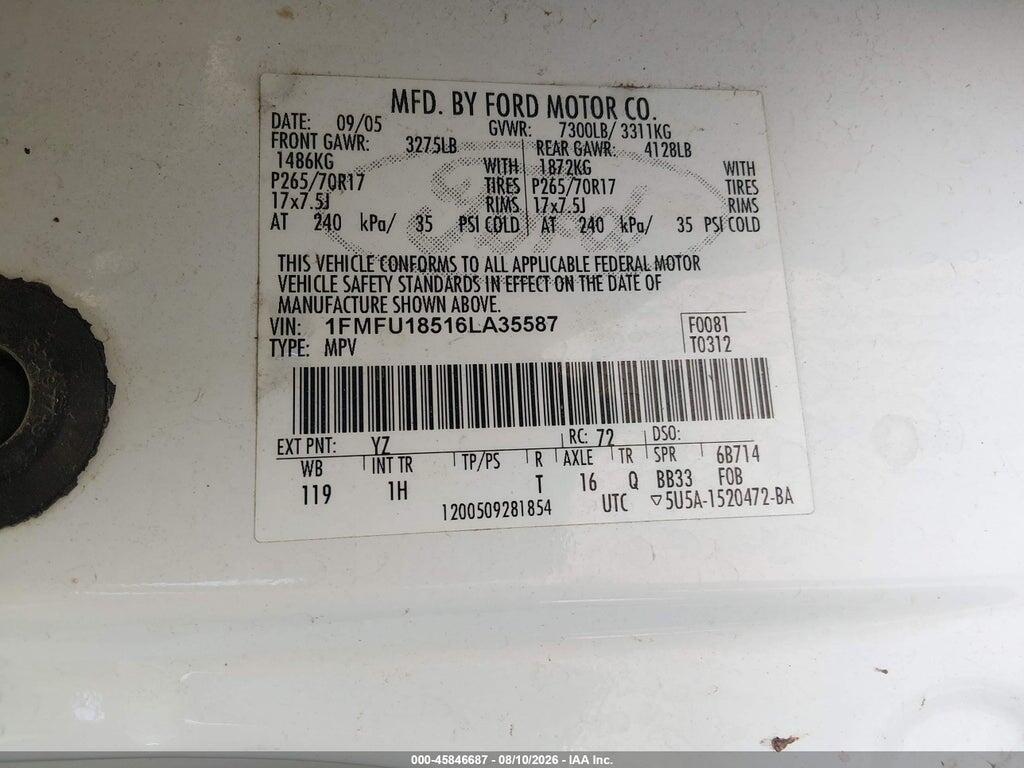 1FMFU18516LA35587 2006 FORD EXPEDITION photo no. 9
