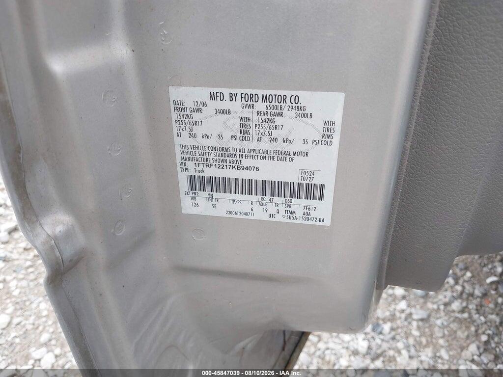 1FTRF12217KB94076 2007 FORD F-150 photo no. 9