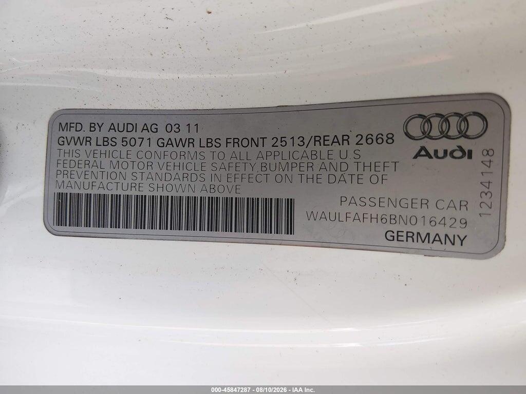 WAULFAFH6BN016429 2011 AUDI A5 photo no. 9