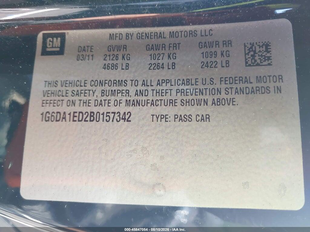 1G6DA1ED2B0157342 2011 CADILLAC CTS photo no. 9