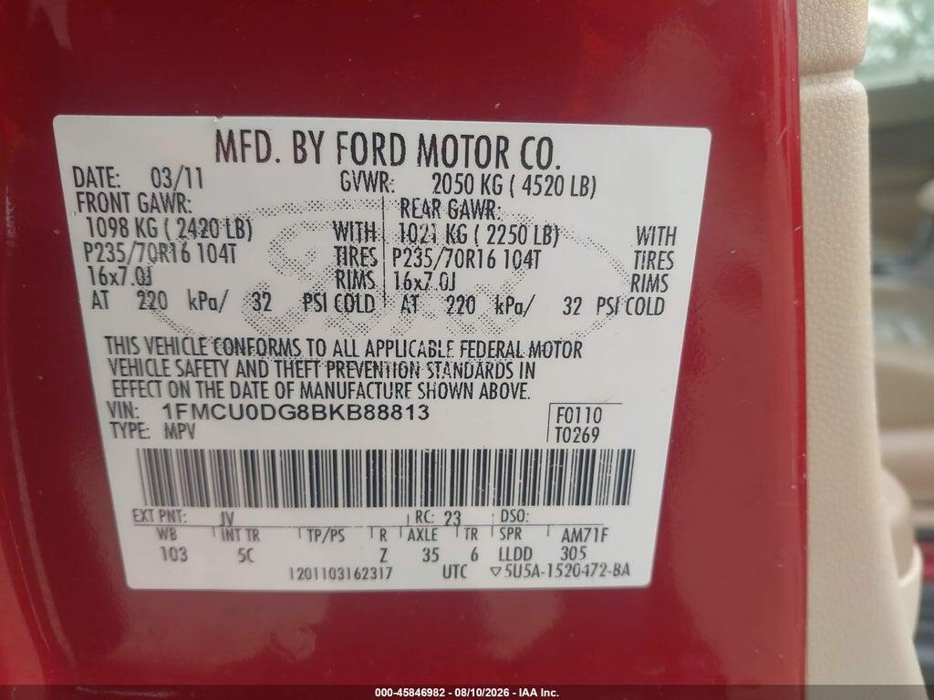 1FMCU0DG8BKB88813 2011 FORD ESCAPE photo no. 7