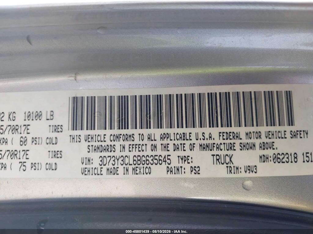 3D73Y3CL6BG635645 2011 RAM RAM 3500 photo no. 9