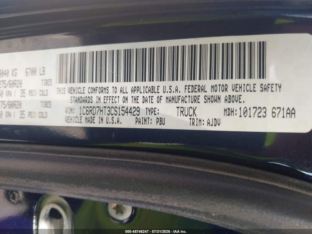 1C6RD7HT3CS154429 2012 RAM 1500 photo no. 9