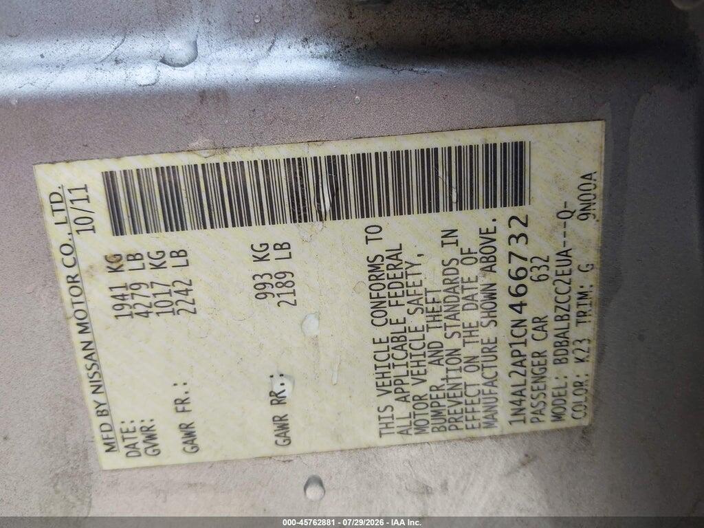1N4AL2AP1CN466732 2012 NISSAN ALTIMA photo no. 9