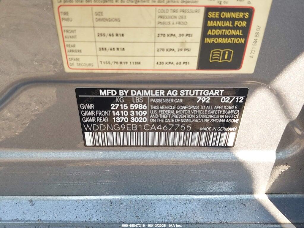 WDDNG9EB1CA467755 2012 MERCEDES-BENZ S 550 photo no. 9