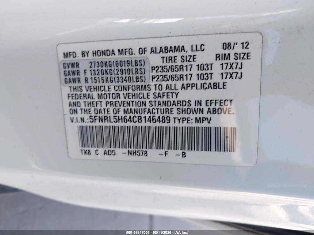 5FNRL5H64CB146489 2012 HONDA ODYSSEY photo no. 9