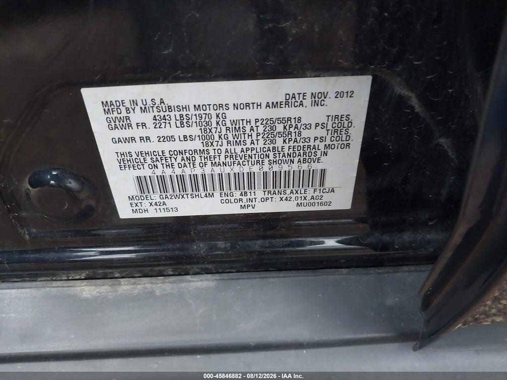 4A4AP3AUXDE009566 2013 MITSUBISHI OUTLANDER SPORT photo no. 9
