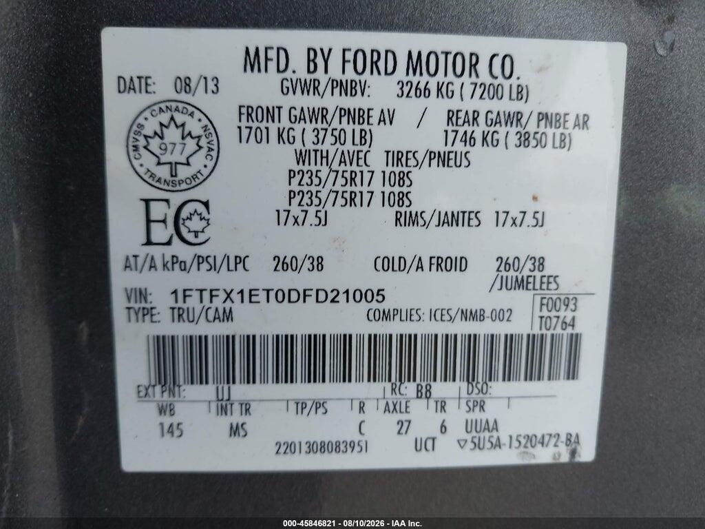 1FTFX1ET0DFD21005 2013 FORD F-150 photo no. 9