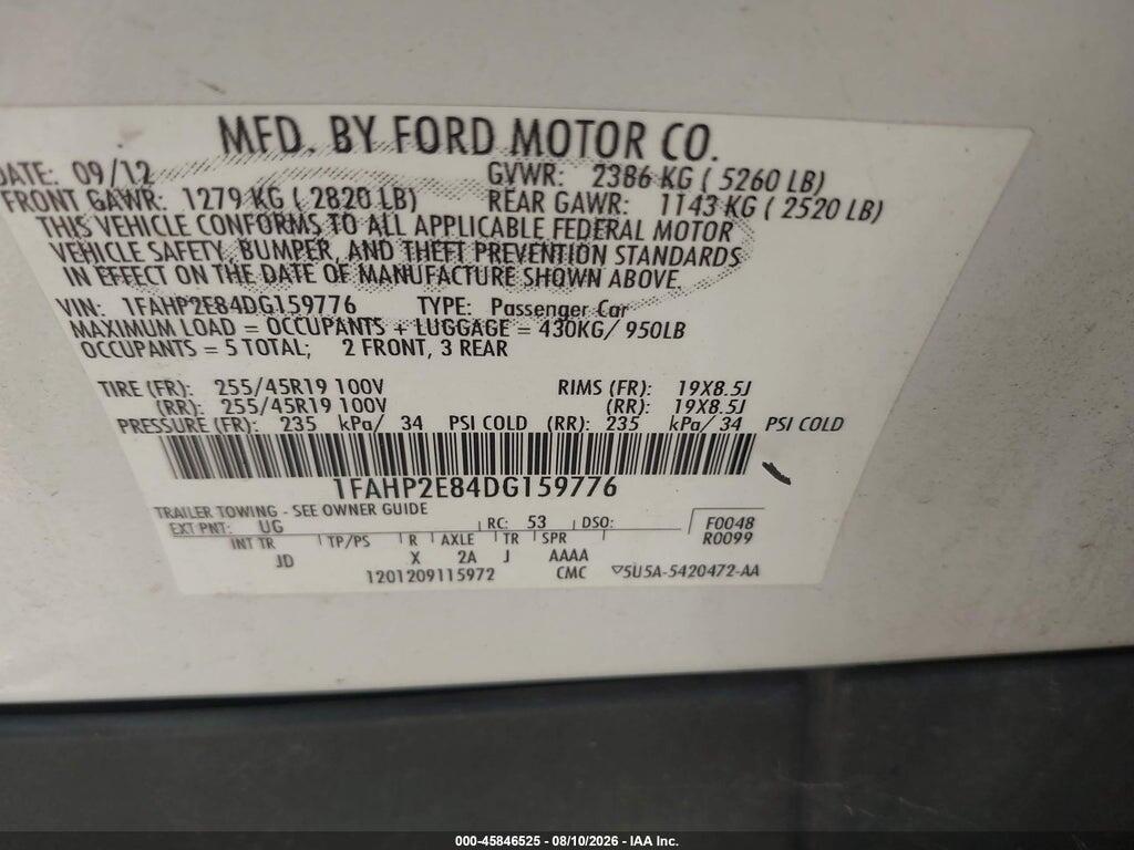 1FAHP2E84DG159776 2013 FORD TAURUS photo no. 9