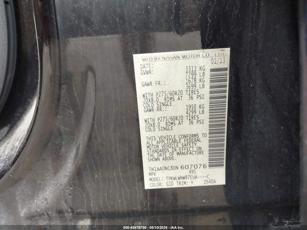 5N1AA0NC8DN607076 2013 NISSAN ARMADA photo no. 9
