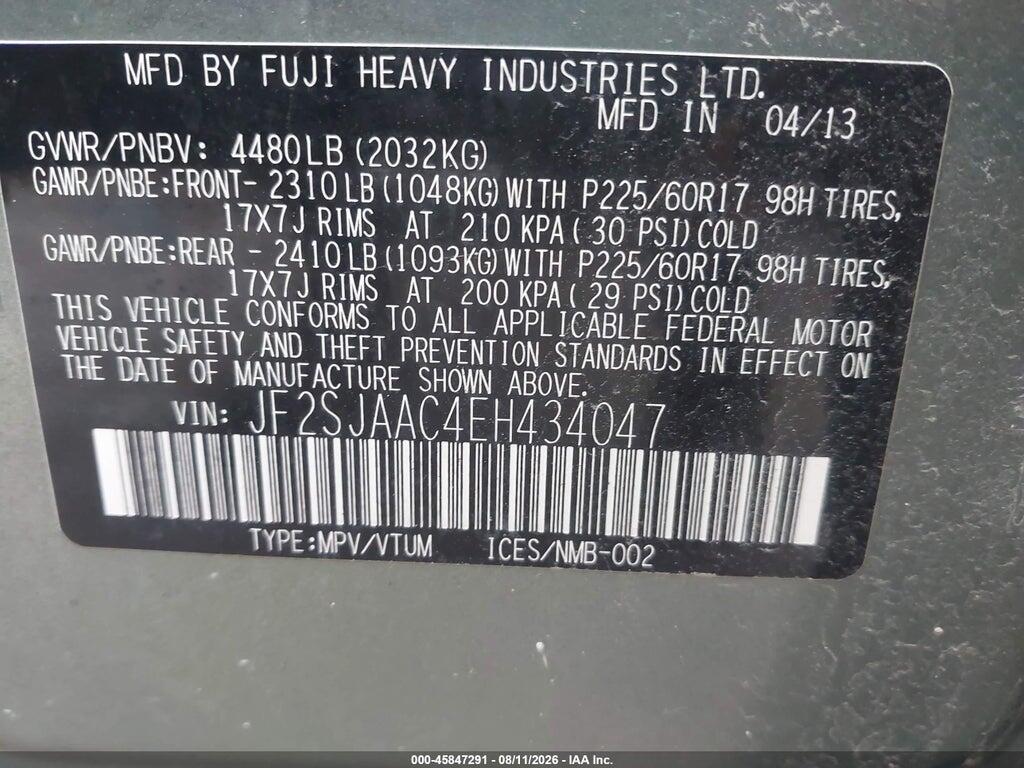 JF2SJAAC4EH434047 2014 SUBARU FORESTER photo no. 9