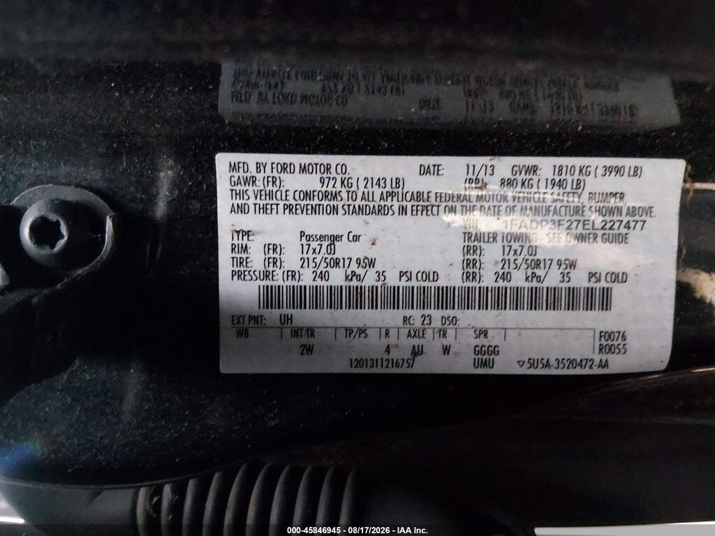 1FADP3F27EL227477 2014 FORD FOCUS photo no. 9