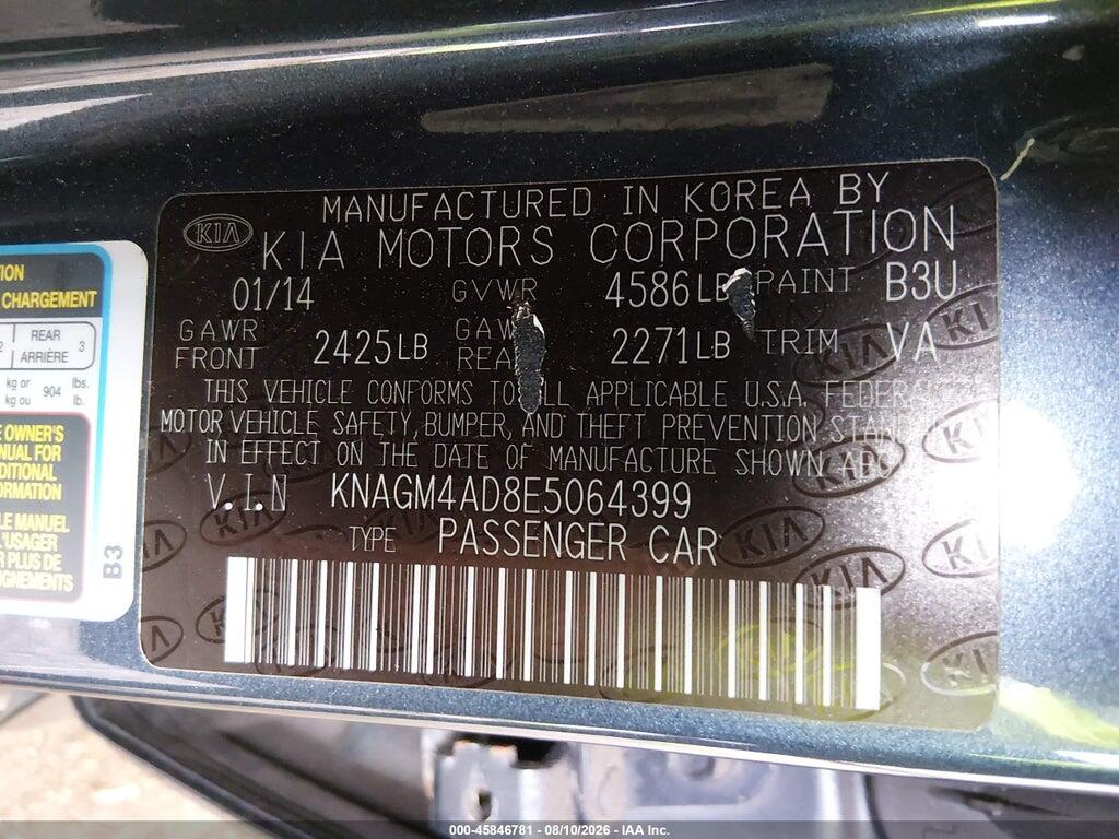 KNAGM4AD8E5064399 2014 KIA OPTIMA HYBRID photo no. 9